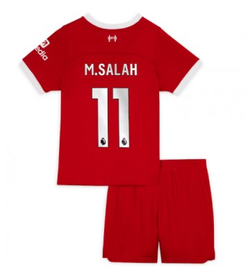 Lacne Dětský Futbalové dres Liverpool Mohamed Salah #11 2023-24 Krátky Rukáv - Domáci (+ trenírky)